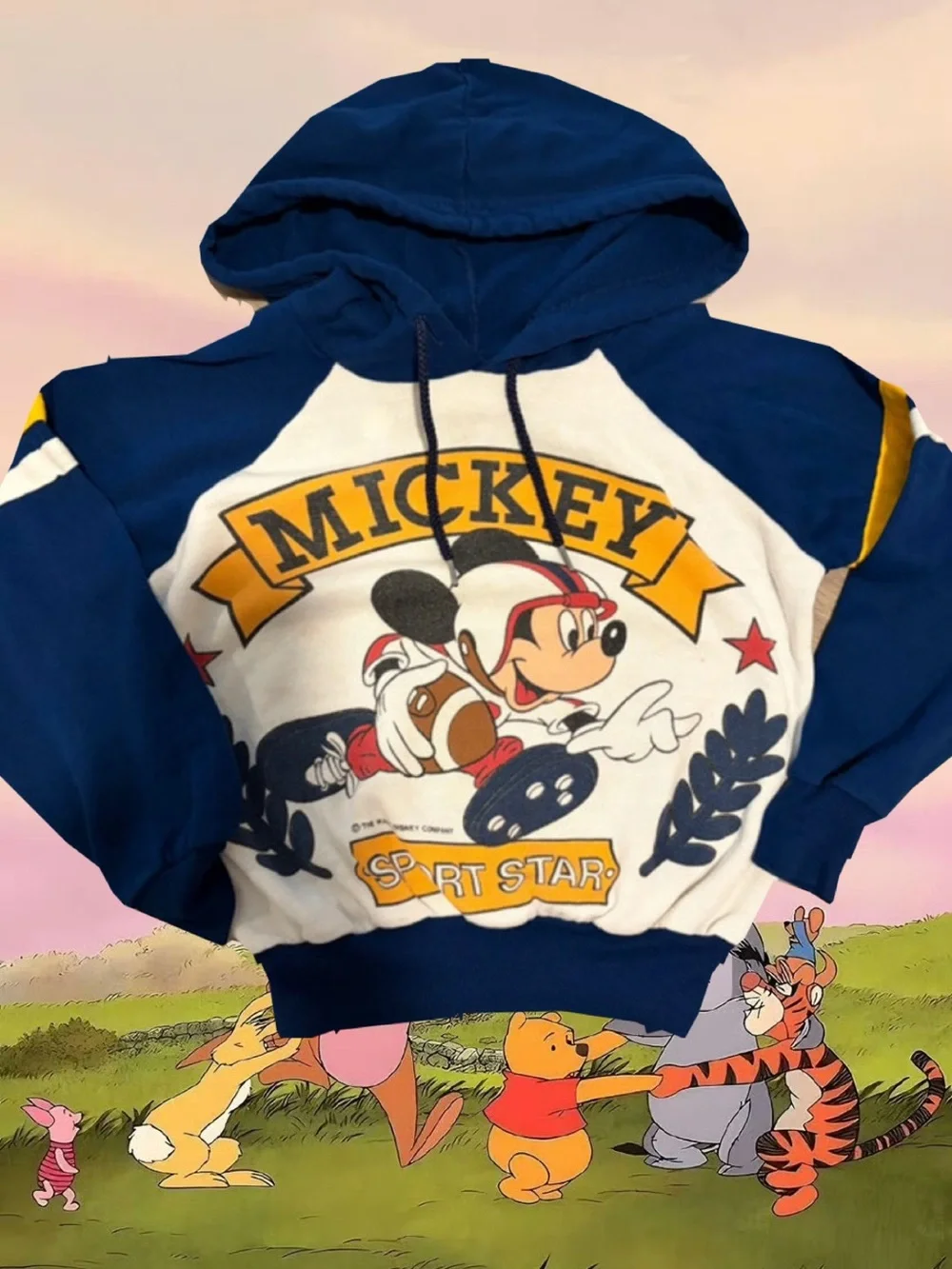 Vintage Disney Navy Blue Pullover with Red and Yellow Mickey Tag